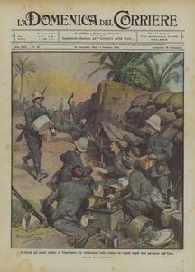 Noël de nos soldats en Tripolitaine, célébration dans les tranchées avec des repas copieux