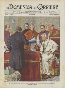 Le pontife Léon XIII prononce devant le phonographe les paroles de la bénédiction apostolique