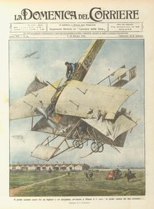 Le premier combat aérien entre un biplan et un avion, survenu à Milan le 1er courant ?