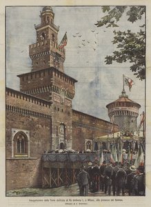Inauguration de la Tour dédiée au Roi Umberto I, à Milan, en présence des Souverains