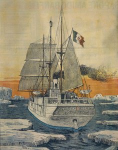 Voyage au pôle Nord : Navire Stella Polare qui a transporté le prince Luigi Amedeo de Savoie-Aoste, duc des Abruzzes, à la baie de Teplitz sur l