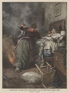 Les mères héroïques, une femme qui se brûle et meurt pour sauver ses deux enfants du feu - Achille Beltrame