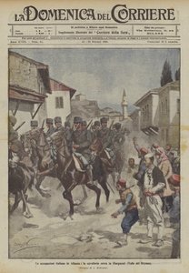 Les occupations italiennes en Albanie, la cavalerie entre à Giorgucati (Vallée du Drynos)