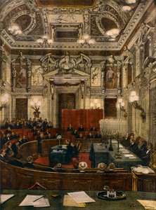 Nouvelle séance du conseil municipal de Milan, par Achille Beltrame, de La Domenica del Corriere
