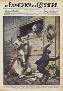 Au cimetière de Portici (Naples), deux carabiniers, pour surprendre un maître chanteur qui devait
