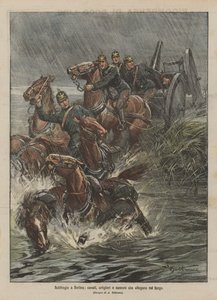 Déluge à Berlin, chevaux, artilleurs et canons noyés dans la boue