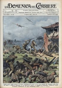 Seconde guerre sino-japonaise (1937-1945) : affrontements entre les armes japonaises et chinoises près de Pékin, les Japonais exterminent rapidement tout un bataillon chinois. Illustration d