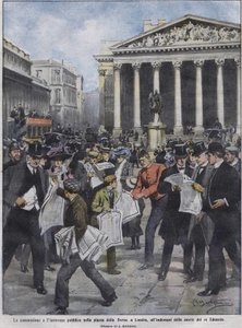 Le lendemain de la mort du roi Édouard VII. Illustration par Achille Beltrame. Mai 1910.