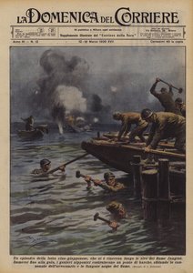 Un épisode de la lutte sino-japonaise, qui a repris le long des rives du fleuve Yangtsé - Achille Beltrame