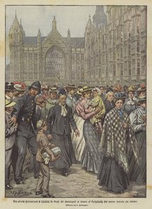 Une étrange procession à Londres, les épouses des chômeurs se rendent au Parlement pour être reçues par les ministres
