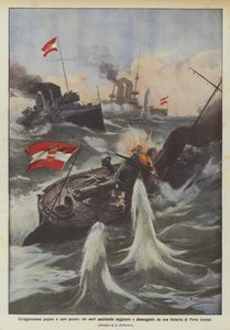 Une agression payée cher, trois navires autrichiens atteints et endommagés par une batterie de Porto Corsini - Achille Beltrame