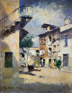 Intérieur de cour rustique, par Achille Cattaneo (1872-1931) - Achille Cattaneo