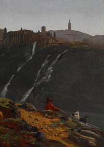 Le chevrier en face des chutes de Tivoli - Achille Etna Michallon