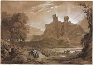 Paysage avec Château et Bergers - Achille Etna Michallon