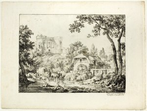 Paysage avec un moulin et un château