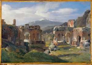 Ruines du theatre de Taormina - Ruines du théâtre de Taormina ... - Achille Etna Michallon