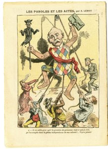 Illustration par Achille Lemot dans Le Pèlerin, 21/03/09 - Paroles et Actes - Antisémitisme, Antimaçonnisme, Angleterre Grande-Bretagne, Religion Foi, Catholicisme - Clemenceau George, Juif, Cures - Chosification, Réification