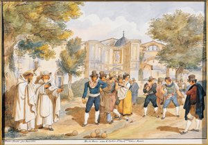 Jeu de bocce à Santa Maria degli Angeli à Rome - Achille Pinelli
