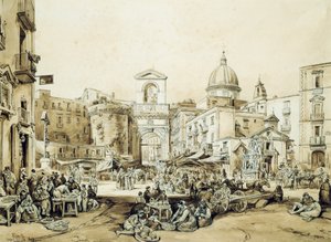 Porta Capuana à Naples, par Achille Vianelli, sépia
