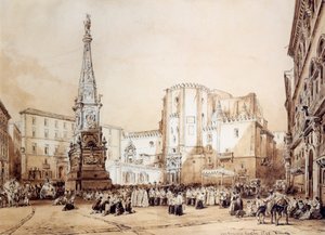 Procession sur la Piazza San Domenico Maggiore à Naples