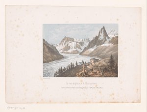 Vue sur le glacier Mer de Glace et Montanvert dans la vallée de Chamonix