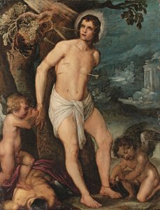 Saint Sébastien assisté par des anges - Adam (circle of) Elsheimer