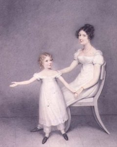 Lady Louth, fille du 13e baron Dunsany, avec sa fille