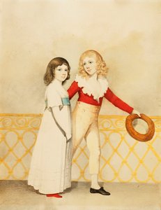 Portrait de William Bellingham Budworth et de sa sœur Emma Mary, petite longueur, sur un balcon