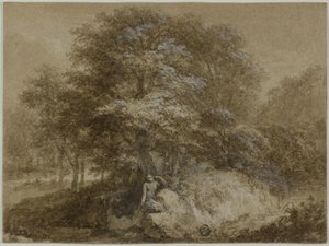 Bosquet ombragé avec nymphe assise sous un arbre - Adam Friedrich Oeser