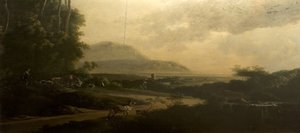 Paysage avec une route sinueuse