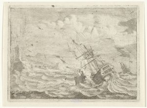 Vue de mer avec navire en détresse - Adam Silo