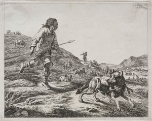 Berger chassant un loup, 1803