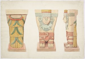 Caryatide II, chambre extérieure, Temple supérieur des Jaguars (Temple A), Chichen Itza, Mexique - Adela Breton