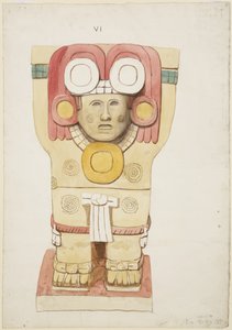 Caryatide de la chambre extérieure, Temple A, terrain de jeu, Chichen Itza, Mexique