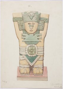 Caryatide de la chambre extérieure, Temple A, terrain de jeu de balle, Chichen Itza, Mexique