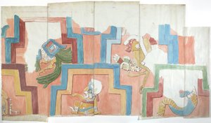 Copie de la façade en stuc du temple sur la pyramide à Acanceh - Adela Breton