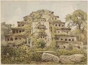 Peinture de temple en ruines (Pyramide des Niches) à El Tajin, Papantla, Mexique