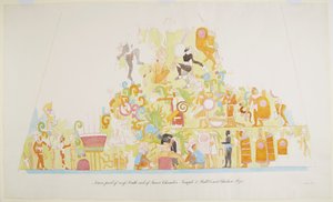 Peinture murale de la partie inférieure du toit, extrémité sud de la chambre intérieure, Temple A, Chichen Itza, Mexique - Adela Breton