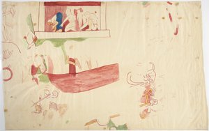 Peinture murale du mur sud-est, chambre intérieure, Temple supérieur des Jaguars, Chichen Itza, Mexique - Adela Breton