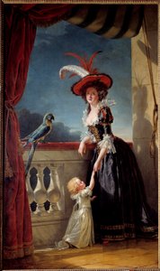 Portrait en pied de Louise Élisabeth de France (fille de Louis XV) duchesse de Parme (1727-1759) et son fils Don Ferdinand (1751-1802)