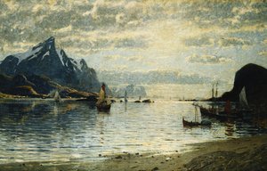 Une scène de fjord avec des voiliers