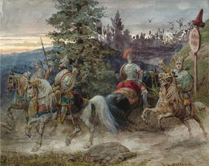 La Route de Chernomor. Illustration du poème Ruslan et Ludmila par A. Pouchkine - Adolf Charlemagne
