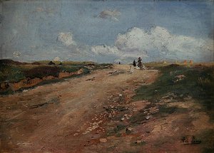 Chemin rural à Schwalm avec une fille et des oies