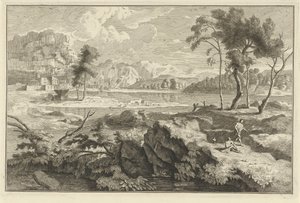 Paysage arcadien avec rochers et rivière
Paysages italiens et allemands (série) - Adolf van der Laan