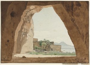 Le Vésuve et la baie de Naples depuis une grotte, 1820 - Adolf von Heydeck