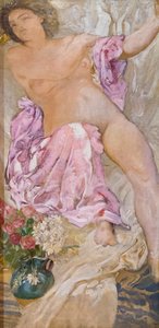 Femme avec des fleurs / femme nue avec des roses - Adolfo de Carolis