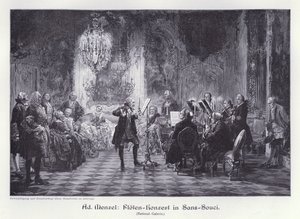 Concert de flûte au Palais de Sanssouci, Potsdam, Prusse - Adolph Friedrich Erdmann von (after) Menzel