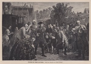 Frédéric le Grand, roi de Prusse, en voyage (gravure) - Adolph Friedrich Erdmann von (after) Menzel