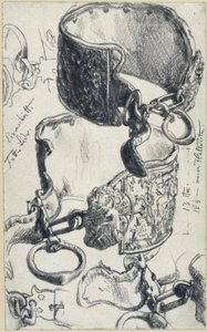 Collier de chien pour un « Saupacker » du XVIIe siècle, vu sous deux angles et études de détails, Musée historique, Dresde - Adolph Menzel