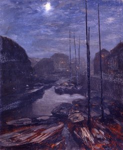 Clair de lune sur la Friedrichsgracht dans le vieux Berlin - Adolph Menzel